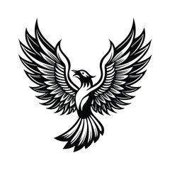 Obraz premium silhouette phoenix, eagle with fire wings 