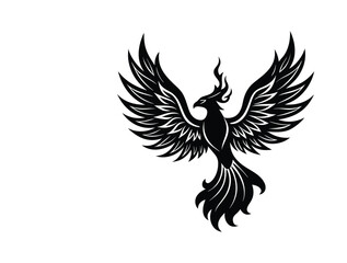 silhouette phoenix, eagle with fire wings
