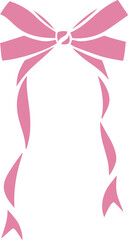 Ribbon bow and tie with knot for hair. Cute black doodle illustration. Vintage hand drawn outline decorative girly accessory. Fashion element for birthday and Christmas