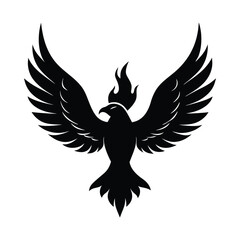 Fototapeta premium silhouette phoenix, eagle with fire wings 