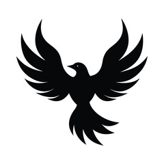 Obraz premium silhouette phoenix, eagle with fire wings 