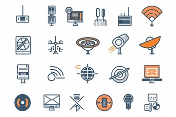 A set of various internet icons, including symbols and graphics used on websites and online platforms
