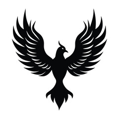 Obraz premium silhouette phoenix, eagle with fire wings 