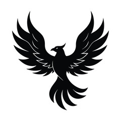 Fototapeta premium silhouette phoenix, eagle with fire wings 