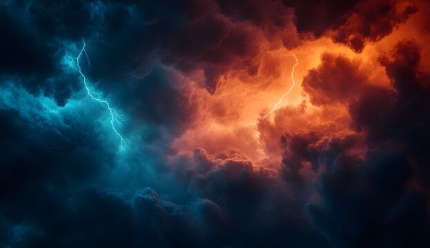 abstract dark cloud with lightning, dark sky, dark stormy clouds with thunder and lighting in the night sky, abstract background, fantasy, cinematic, 