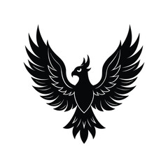 Obraz premium silhouette phoenix, eagle with fire wings 