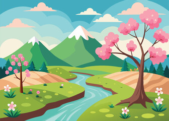 Obraz premium landscape with trees and mountains