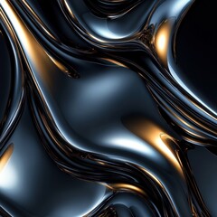 Stunning 3D Metallic Abstract Shapes in a Dark Background Wallpaper