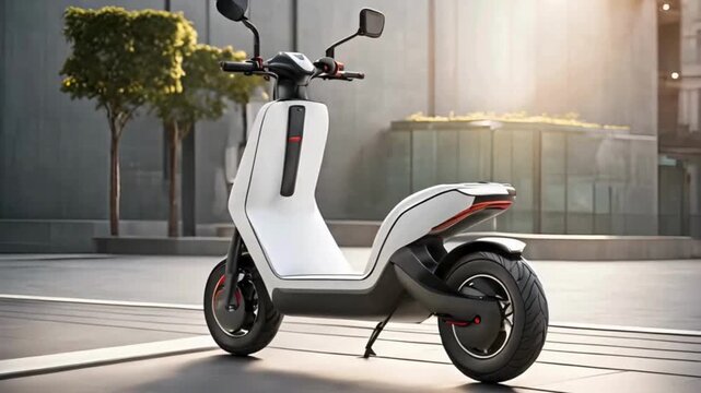 Electric scooter with long-range battery and regenerative braking, sleek and aerodynamic design