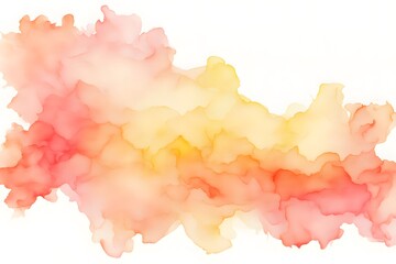 Obraz premium A blend from light coral to pale yellow watercolor on white background, Ai Generated