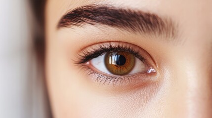 Fototapeta premium Close-up of beautiful brown eye with detailed iris texture
