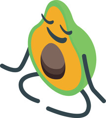 Cartoon avocado meditating with a happy face, perfect for healthy lifestyle
