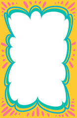 Wavy scallop border shape. Rectangle fun psychedelic hand drawn frame. Doodle cute design for text photo and picture. Groovy child template. Y2K decorative blank.