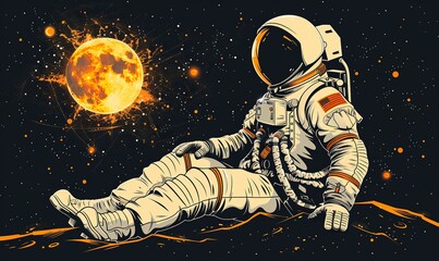 astronaut riding a rocket,background moon.