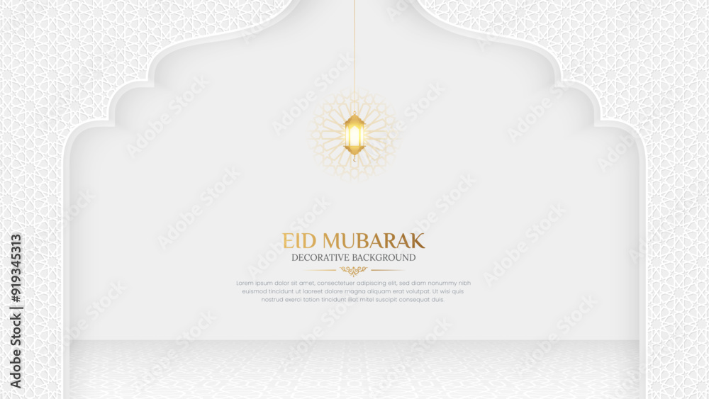 Poster Eid Mubarak Islamic luxury Background with Arabic ornament and pattern