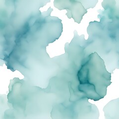 Obraz premium A blend from light teal to soft blue watercolor on white background, AI Generated