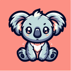 Obraz premium flat vector logo of a koala in the anime style, flat vector logo of a koala