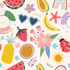 Summer time. Seamless pattern, vector illustration