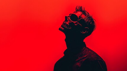 Vampire in a modern setting, fangs visible, shadow warping into strange shapes, urban gothic