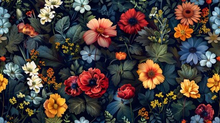 Vibrant Floral Tapestry: A Lush Garden of Colors