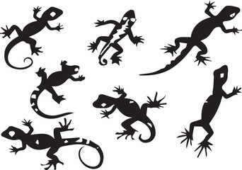 Lizard   Minimalist Black Silhouette Vector Collection