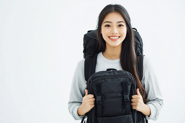 Beautiful young women with backpacks, students, college students go to school and back to school. Travelers, backpackers