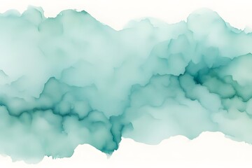 Obraz premium A smooth transition from soft teal to light turquoise watercolor on white background, AI generated