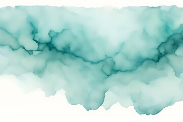 Fototapeta premium A smooth transition from soft teal to light turquoise watercolor on white background, AI generated