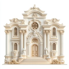 Obraz premium Baroque façade featuring ornate scrollwork and statues in a grand architectural design