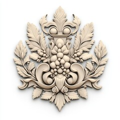 Fototapeta premium Baroque pediment featuring a carved cartouche and scroll design in ornate style