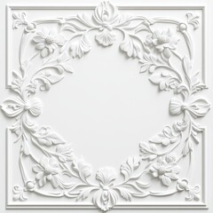 Intricate Baroque stucco ceiling detailing with floral moldings in an elegant interior