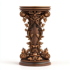 Baroque style pedestal with intricate gilded carvings in an elegant setting
