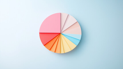 Obraz premium Colorful pie chart on pastel background