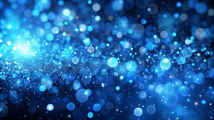 This captivating background features a mesmerizing display of blue glowing particles, reminiscent of a distant galaxy, blurred by a beautiful bokeh effect.
