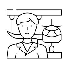 aeronautical engineer worker line icon vector. aeronautical engineer worker sign. isolated contour symbol black illustration