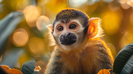 Obraz premium a small monkey with big, round eyes and a fuzzy face.