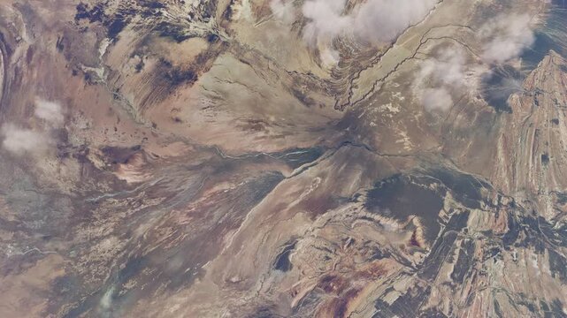 Top aerial drone view of Dasht-e Kavir Desert. Iran