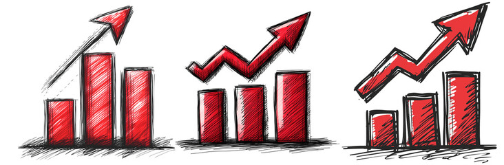 red graph financial data analysis drawing