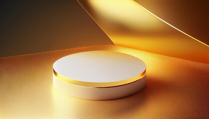 Beautiful gold minimal pedestal podium, for cosmetic product presentation and celebration, 3d rendering illustration.