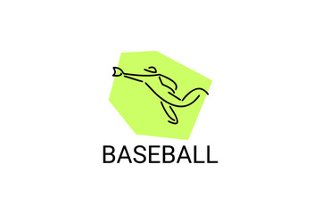 Baseball player vector line icon. batter and ball logo, equipment sign. sport pictogram illustration