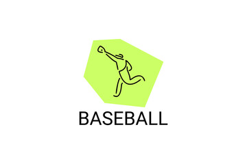 Baseball player vector line icon. batter and ball logo, equipment sign. sport pictogram illustration