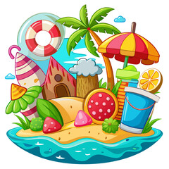 summer clip art vector white background 