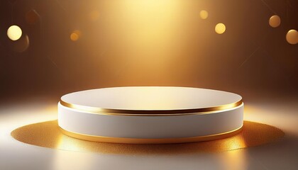 Beautiful gold minimal pedestal podium, for cosmetic product presentation and celebration, 3d rendering illustration.
