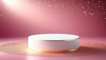 Beautiful pink minimal pedestal podium, for cosmetic product presentation and celebration, 3d rendering illustration.