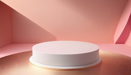 light pink minimal pedestal podium, for cosmetic product presentation, 3d rendering illustration.