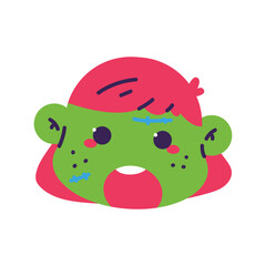Cute zombie Halloween kids avatar vector cartoon character isolated on a white background.