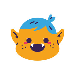 Cute vampire Halloween kids avatar vector cartoon character isolated on a white background.