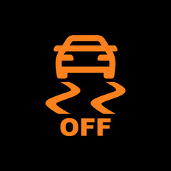 Traction control stability system off, car dashboard light, TCS indicator icon, vector