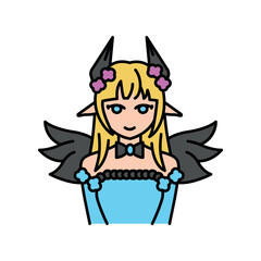 Slice of Life genre of manga color line icon. Character in anime style.