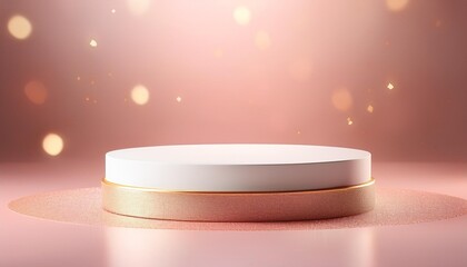 light pink minimal pedestal podium, for cosmetic product presentation, 3d rendering illustration.